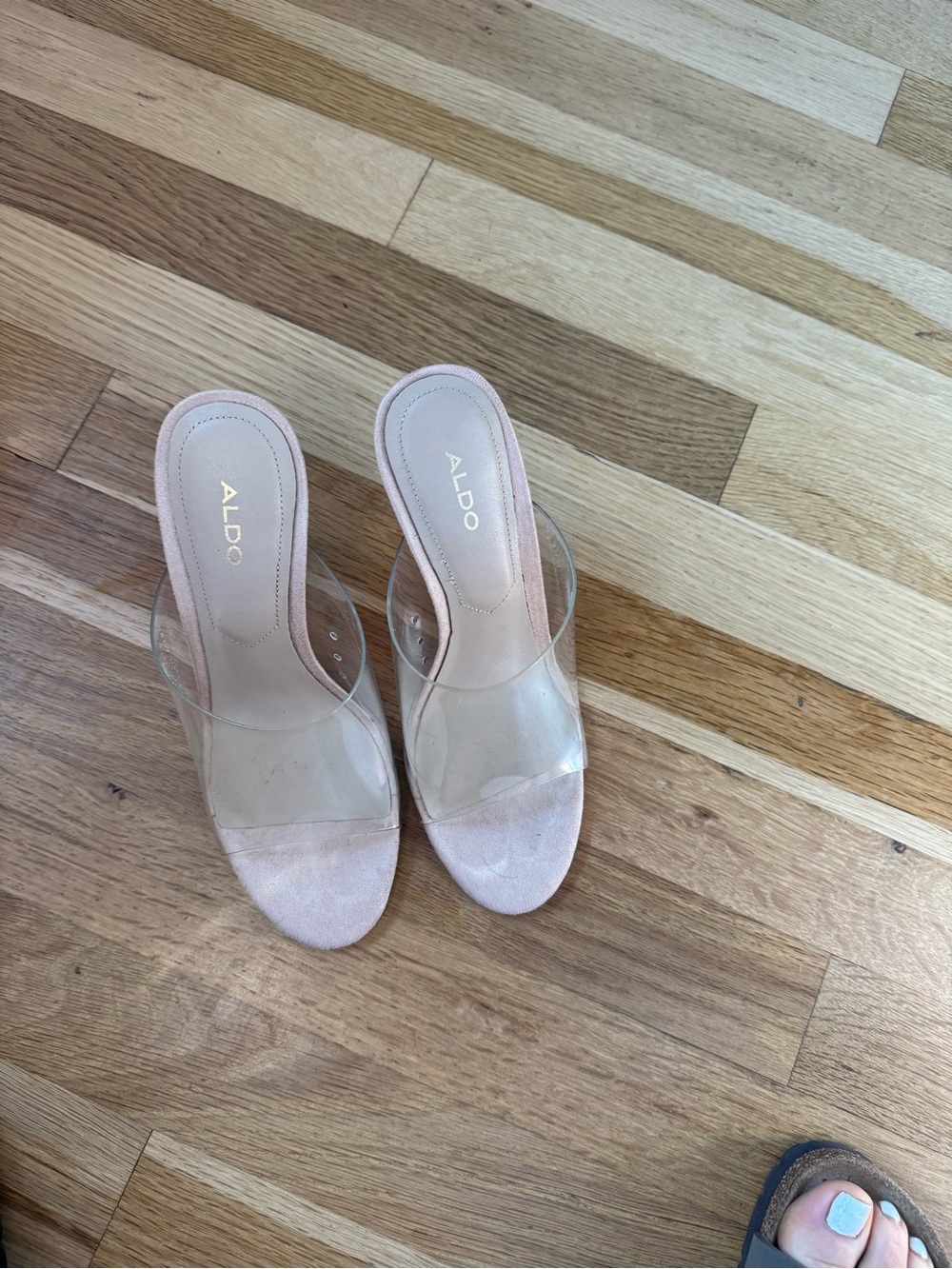 ALDO Blush Pink Clear Strap Slide Mules